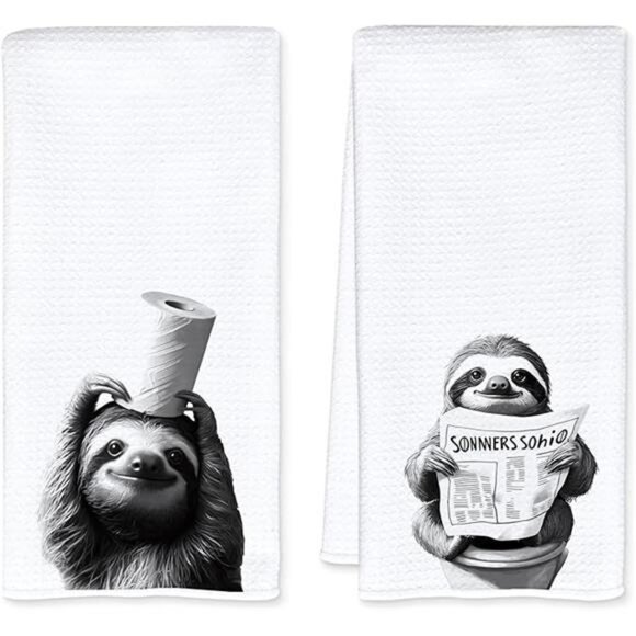 Sloth Gifts Hand Towels, Funny Bathroom Hand Towels, Sloth Towel, Funny - Picture 2 of 7